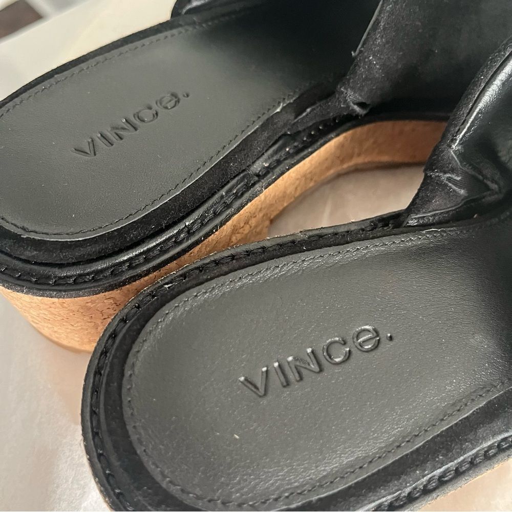 Vince Maddy Black Suede Mules Slides Block Heel P… - image 5